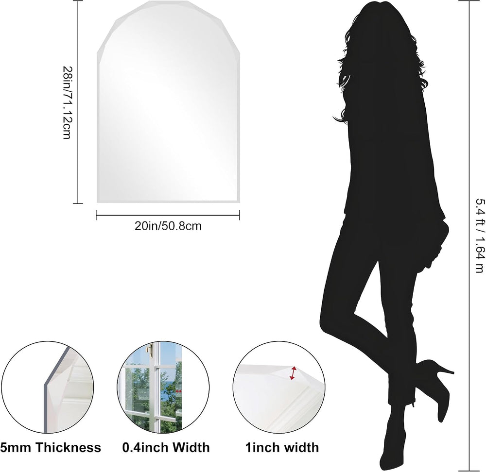 Beveled Arched Mirror, 20"x28" Arch Vanity Mirror with Diamond Cut ...