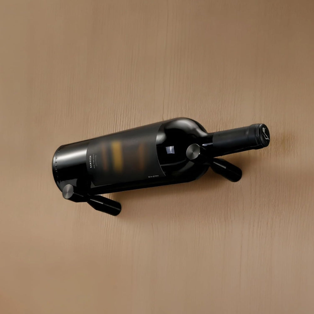 4 Pcs Wall-Mounted Wine Holder, Black Aluminum Alloy, Adjustable with Easy In...