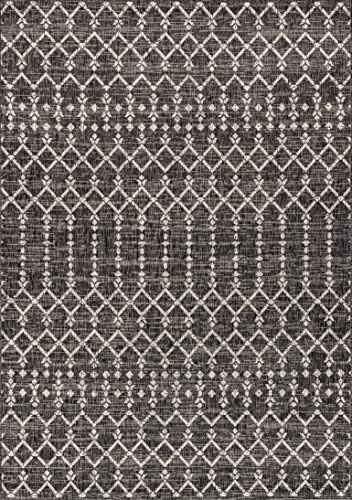 JONATHAN Y Moroccan Geometric Indoor Outdoor Area Rug 8X10 Black/Gray, Ourika...