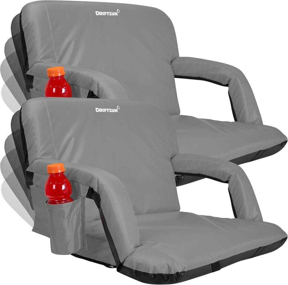 Driftsun 2 Pack Extra Wide Stadium Seats with Back Support - Deluxe Foldable ...