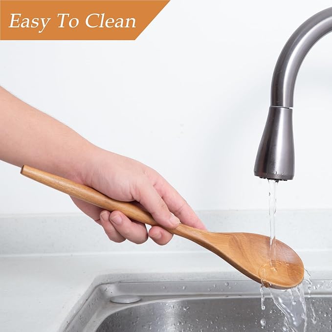 GinSent 2PCS Wooden Spoons for Cooking, 14INCH Wooden Spoons Cooking Comfort - Image 7