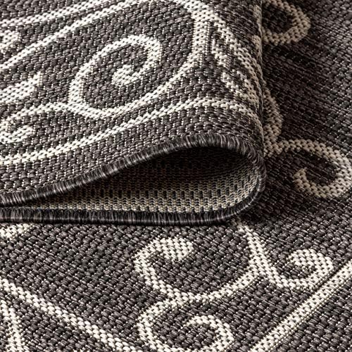 JONATHAN Y Vintage Filigree Indoor Outdoor Area Rug 8X10 Black/Gray, Charlest...