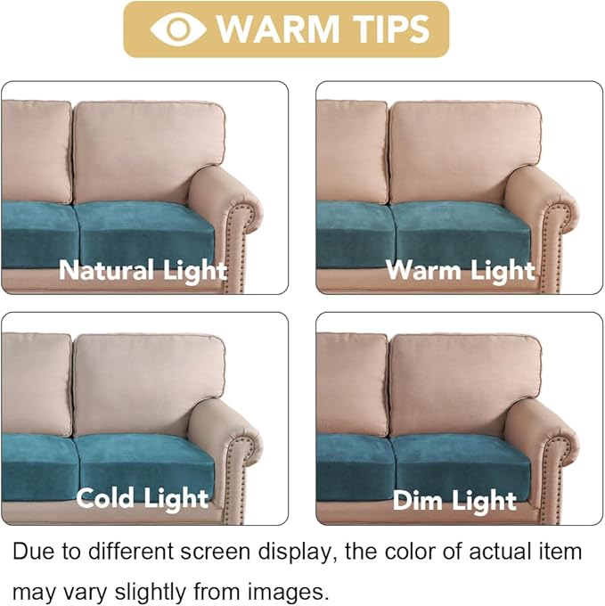 H.VERSAILTEX Velvet Stretch Couch Cushion Cover Plush Cushion Slipcover - Image 6