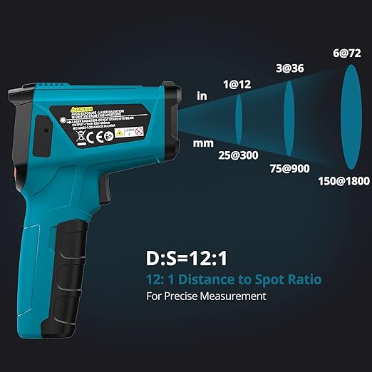 Tilswall Infrared Thermometer, -58°F to 1472°F, Non-Contact Digital Laser - Image 4