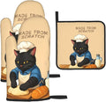 Funny Black Cat Oven Mitts and Pot Holders Set, Heat Resistant Cute Oven Gloves by Unknown