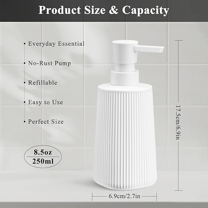 White Hand Soap Dispenser with No Rust Pump - Image 6