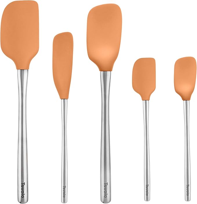 Tovolo Stainless Steel Handled Silicone Spatula Set of 5, Dishwasher Safe by Tovolo