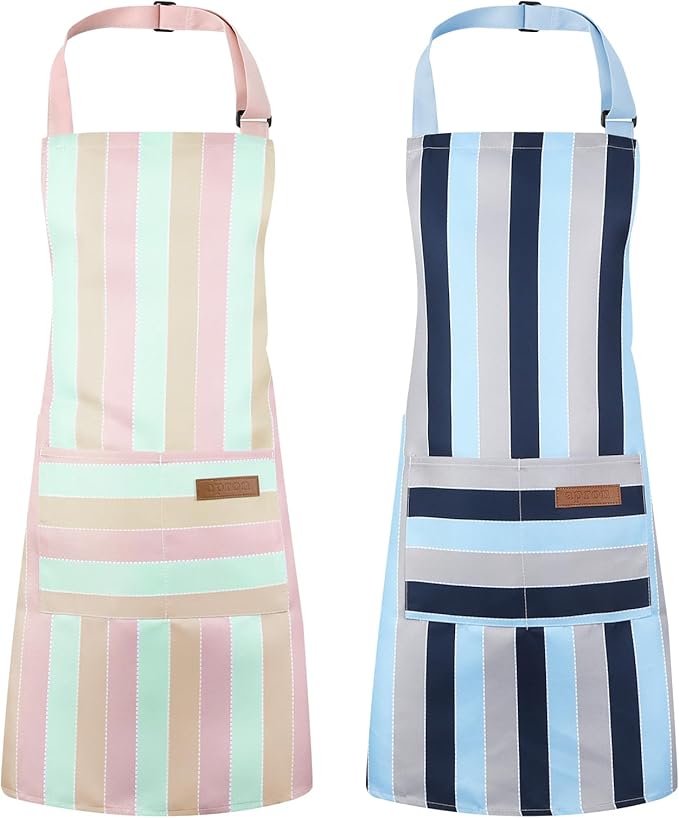 2 Pack Stripes Kids Apron, Kids Cooking Aprons by XLSXEXCL