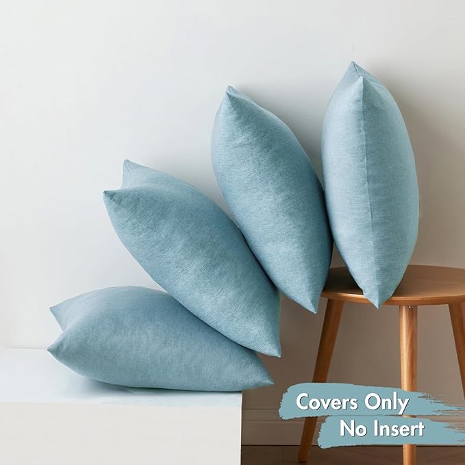 MIULEE Pack of 4 Decorative Outdoor Throw Pillow Covers Linen Waterproof Pillow - Image 6