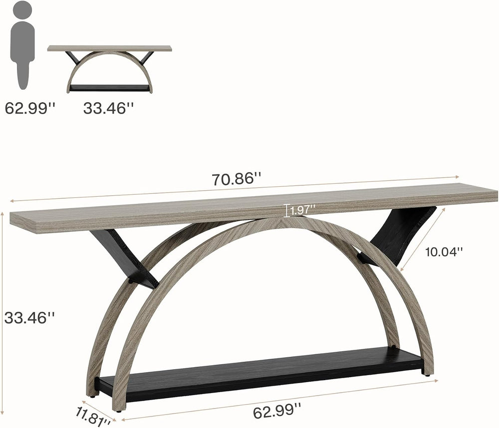Tribesigns 70.87" Console Table, Industrial Sofa Table Behind Couch with...