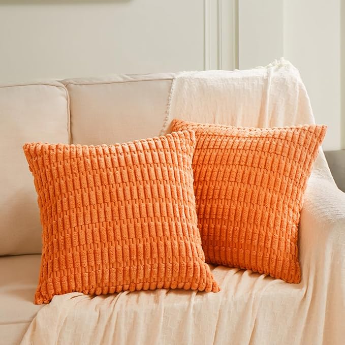 Fancy Homi 4 Packs Orange Fall Decorative Throw Pillow Covers 14x14 Inch - Image 6