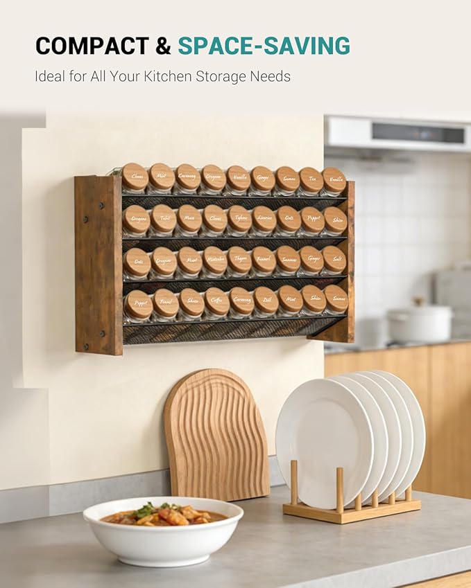 NESAPTO Spice Rack Organizer for Cabinet, Wood 4-Tier Vertical Seasoning - Image 5