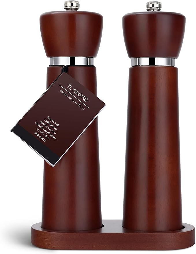 TLYSXPRO Wooden Salt and Pepper Grinder Set – Refillable Salt and Pepper Mill by TLYSXPROOfficial