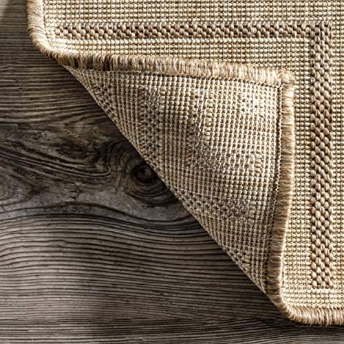 nuLOOM Asha Light Brown Bordered Indoor/Outdoor Area Rug, 6' 7" x 9&...