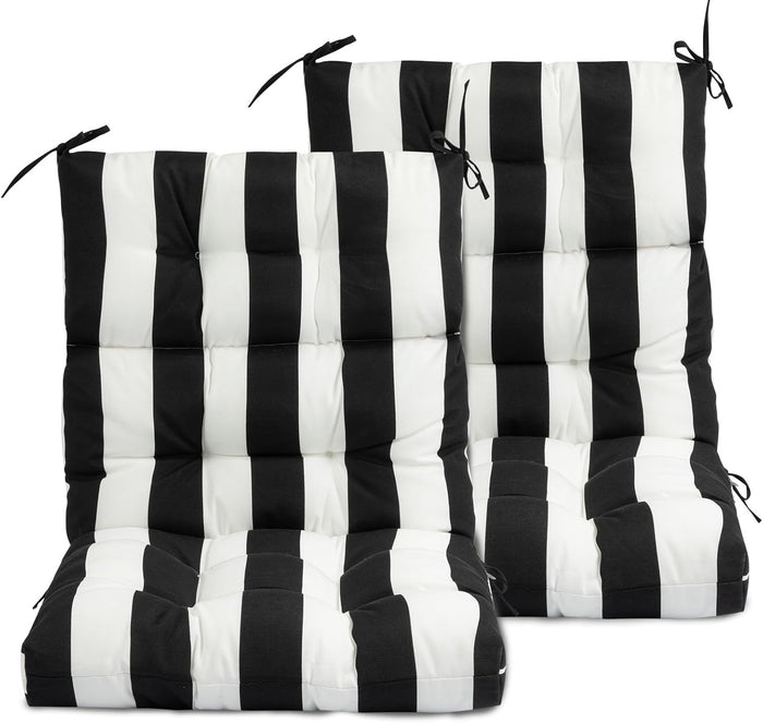 FUNHOME High Back Chair Cushions Set of 2,Fade-Resistant Adirondack Chair Cushion 44"x 22"x4",Reversible Rocking Chair Cushion for Outdoor Patio,Garden Porch(Black White)