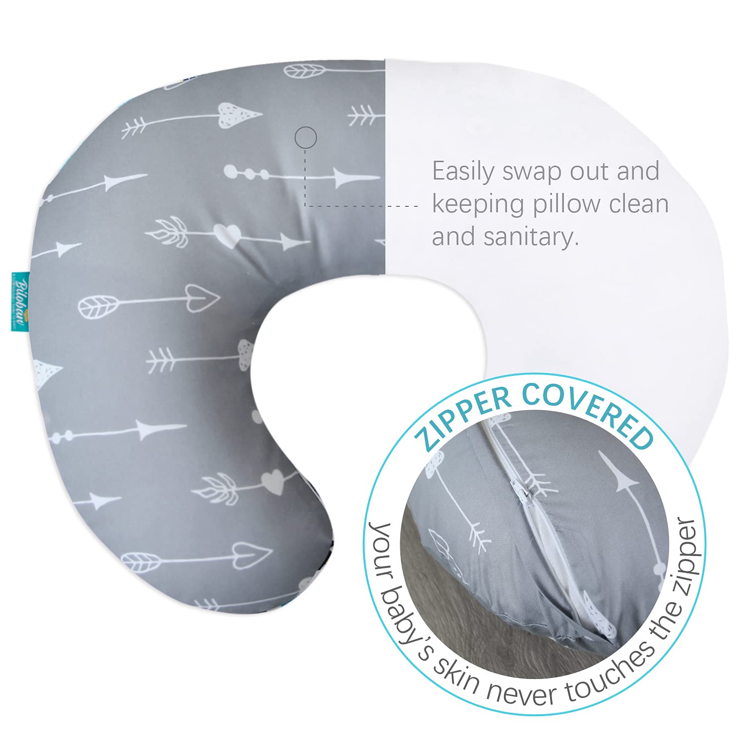 Biloban Nursing Pillow Cover 2 Pack for Boppy Pillow, Navy Cloud & Arrow | Breathable & Skin-Friendly Nursing Slipcovers for Breastfeeding Mom, Machine Washable