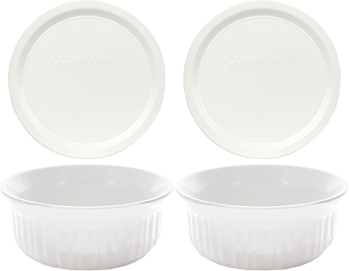 CorningWare FS16 16oz Round French White Casserole Dish w/F-16 French White by CorningWare