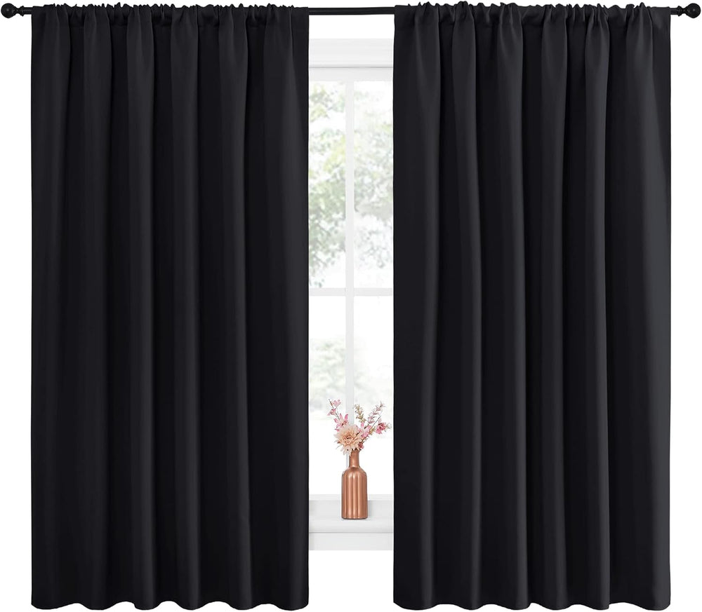 NICETOWN Black Blackout Curtains for Bedroom 70" Wide x 63" Long 2 ...