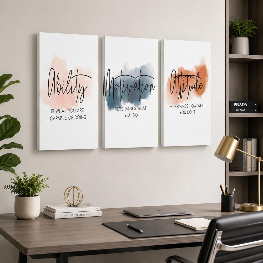 3 Piece Inspirational Canvas Wall Art, Quotes Motivational Mindset Print Pict...