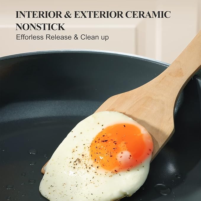 PRICUSIS Nonstick Ceramic Frying Pan, 8/10/12 Inch Non Toxic Skillet, Egg & - Image 5