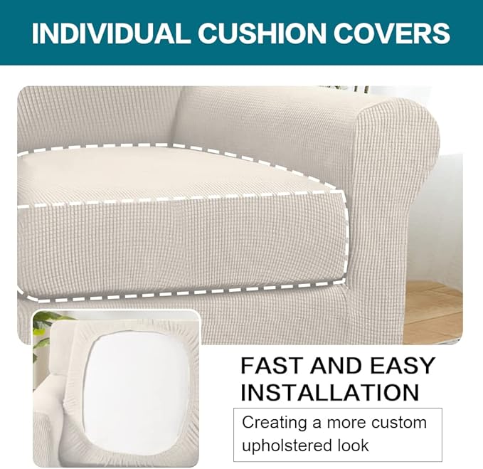 Turquoize 2 Piece Chair Covers for Living Room Armchair Couch Cover - Image 5