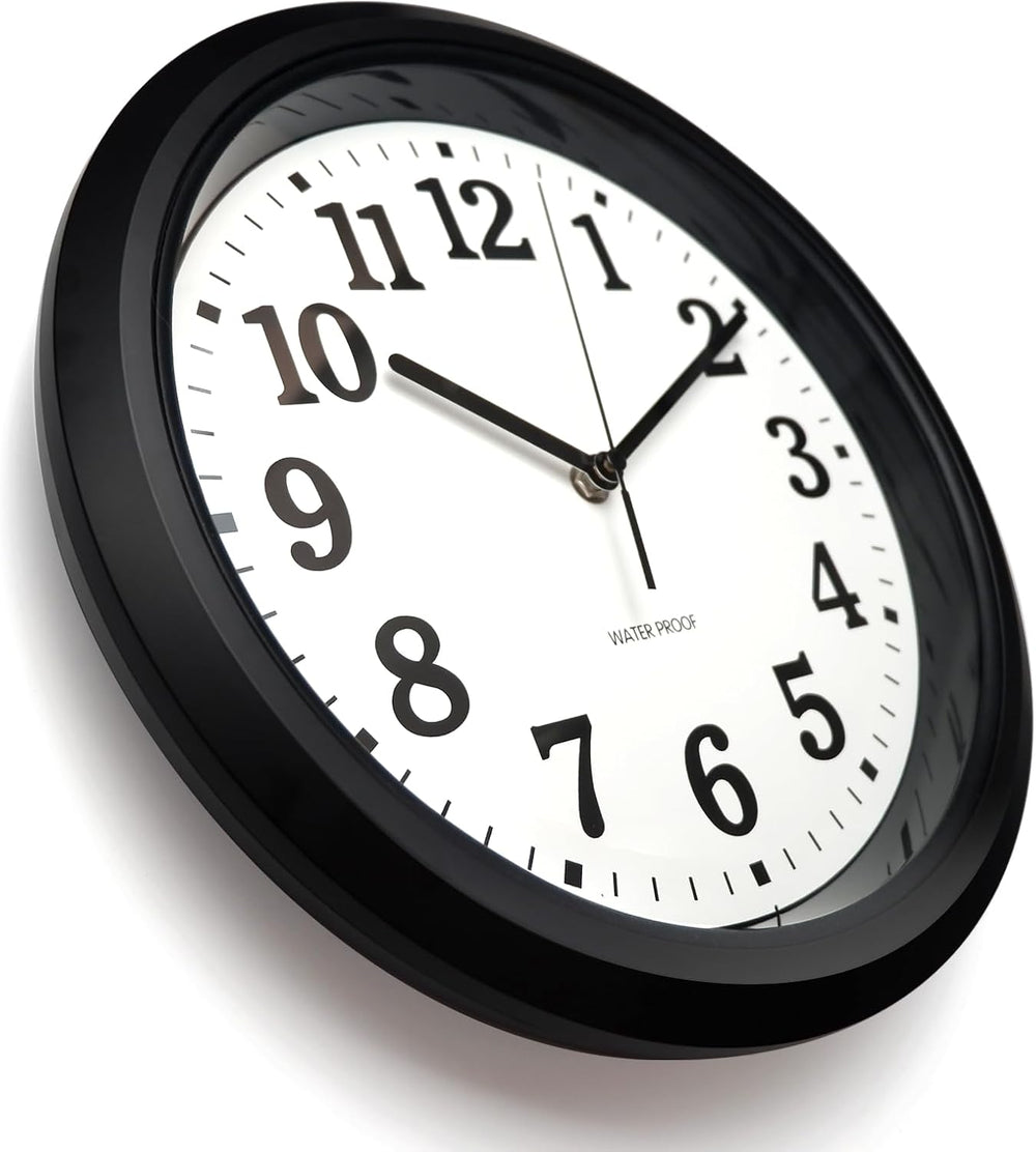 Caysie 12 Inch Sealed Indoor Outdoor Clocks Waterproof (Black)