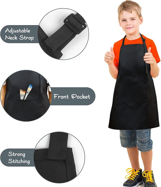 SINLAND Kids Apron with Pocket 2 Pack Children Chef Apron - Image 4