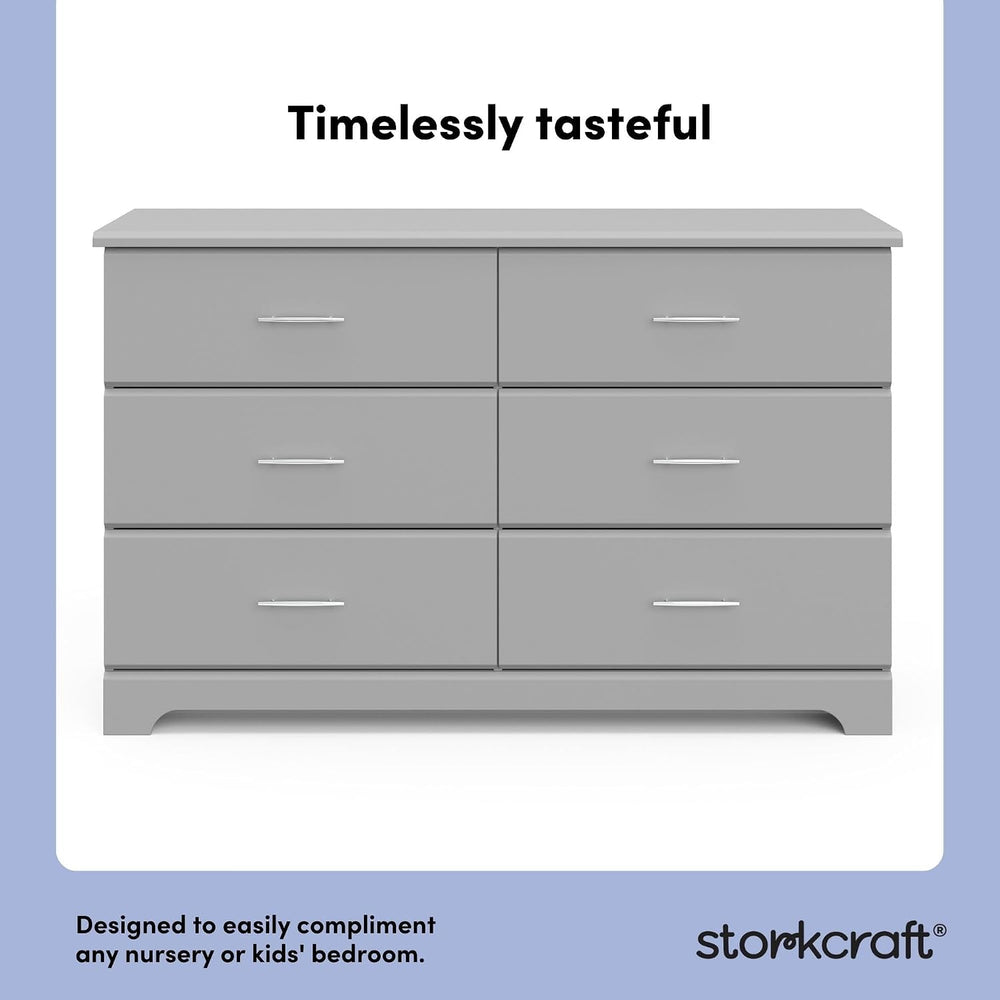 Storkcraft Brookside 6 Drawer Dresser, Pebble Gray