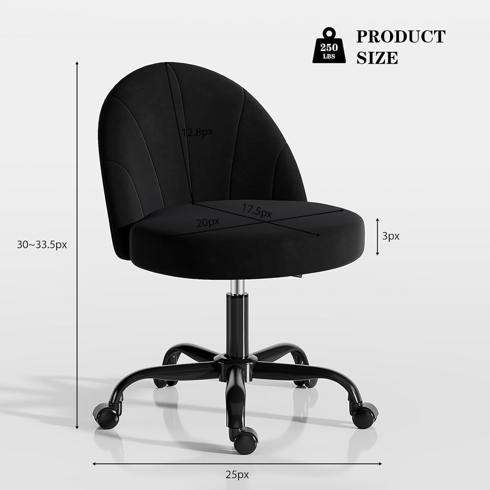 Vanity Chair, Comfy Celvet Swivel Desk Chair, Bedroom Vanity Office (Black) |...