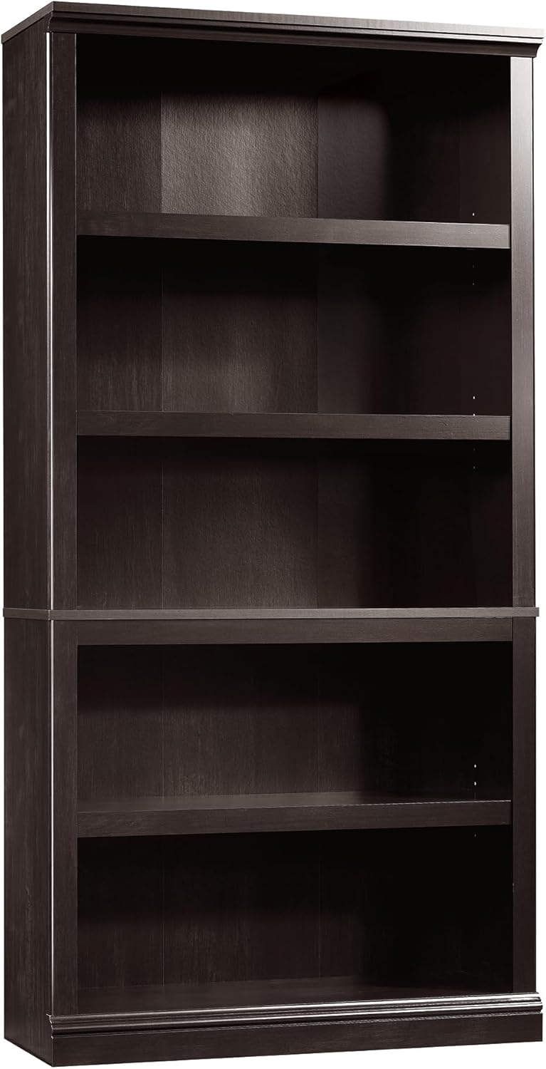 Sauder 5 Tier Book Shelf Wooden Bookcase Multipurpose Bookshelf for Home Offi...