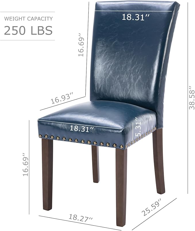 COLAMY Upholstered Parsons Dining Chairs Set of 2, PU Leather Dining Room Kit...