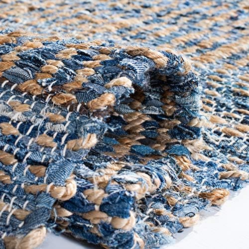 SAFAVIEH Cape Cod Collection Area Rug - 5' x 8', Natural & Blue, ...