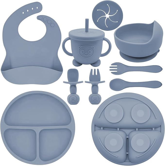 Silicone Baby Feeding Set | Baby Led Weaning Supplies Includes Suction Bowls by Munlinder