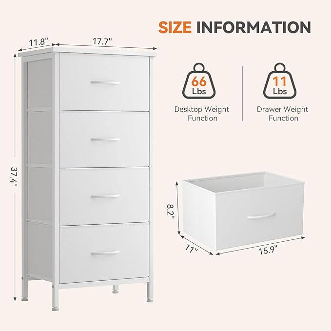Sweetcrispy 4 Fabric Drawer Small Dresser, Bedside Nightstand - Image 3