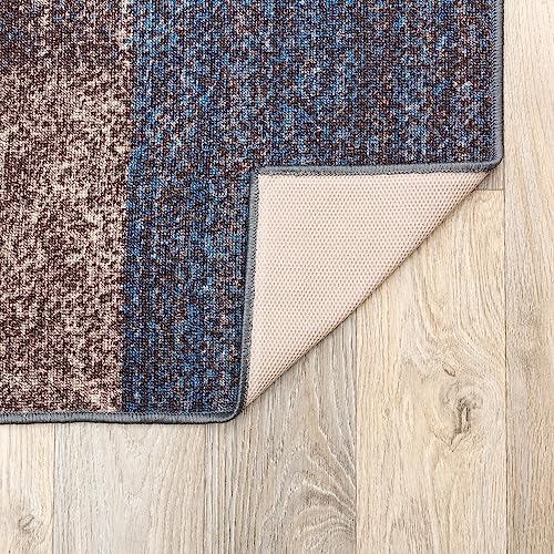 Rugshop Geometric Boxes Non-Slip Contemporary Area Rug Blue 5'3" x 7...