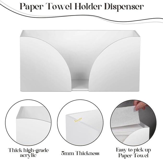 4Pack White Paper Towel Dispenser Countertop Acrylic Paper Towel Holder - Image 4