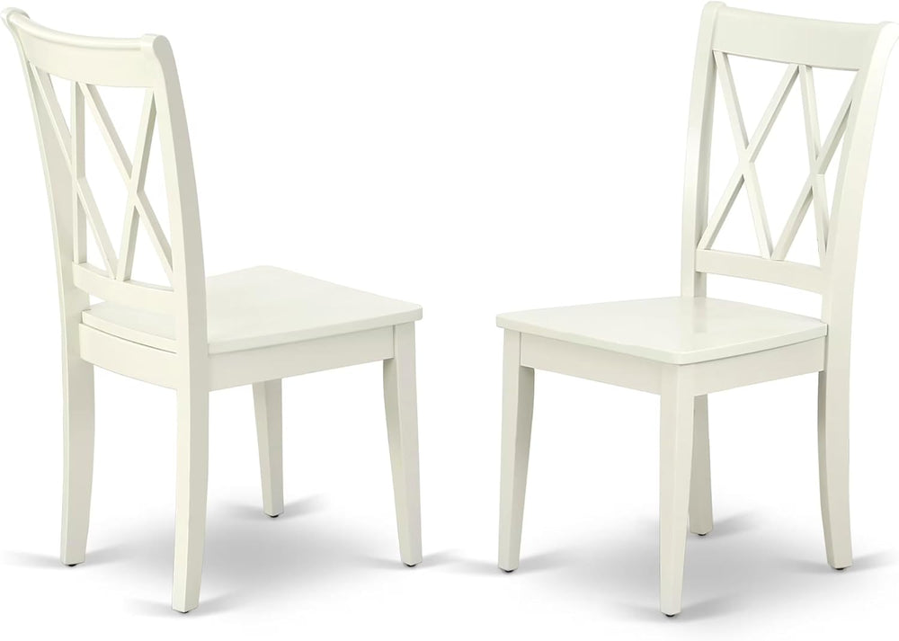 East West Furniture CLC-LWH-W Clarksville Dining Room Chairs - Double Cross B...