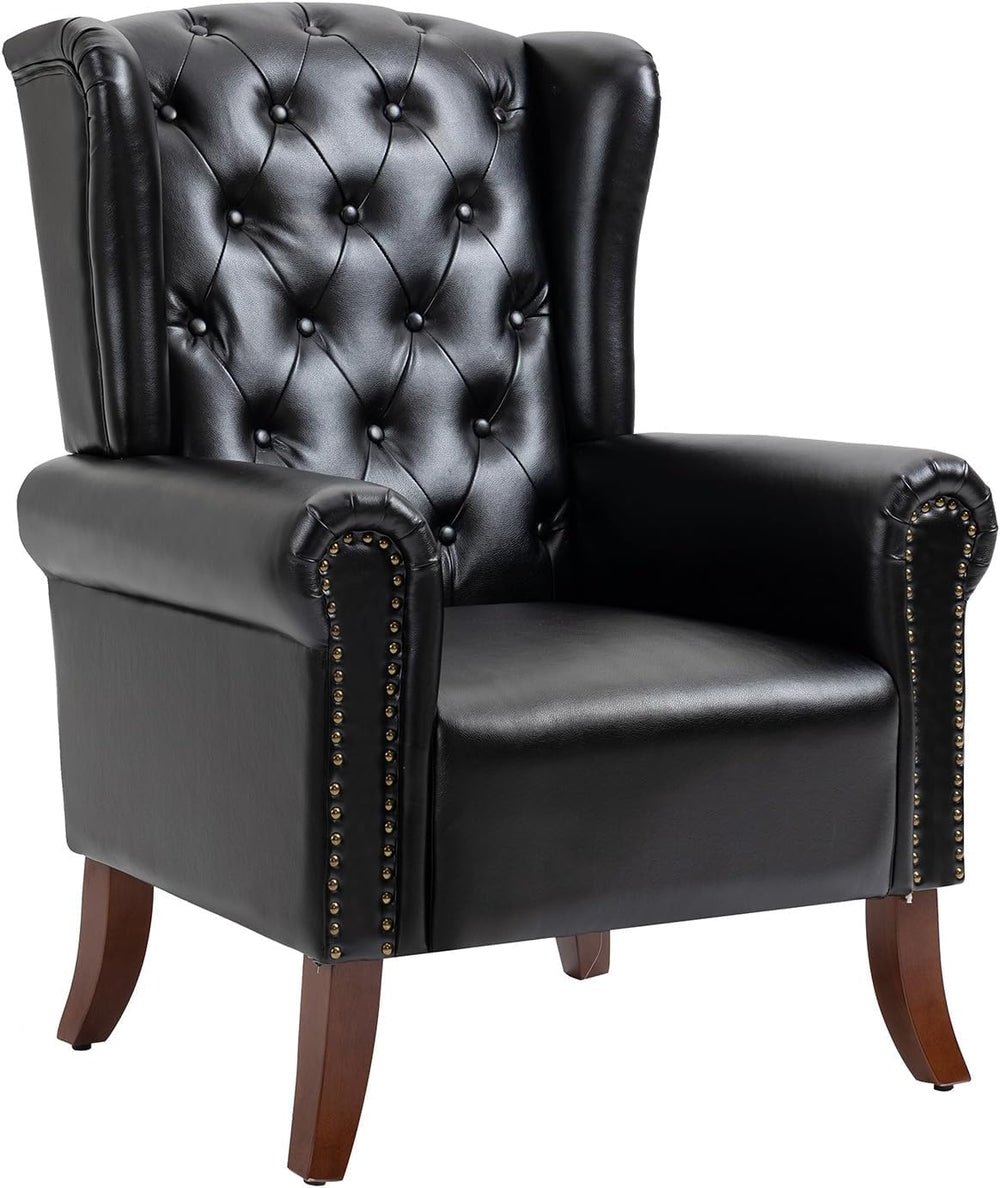 MOJAY PU Leather Accent Chair, Mid-Century Living Room Sofa Chair, Upholstere...