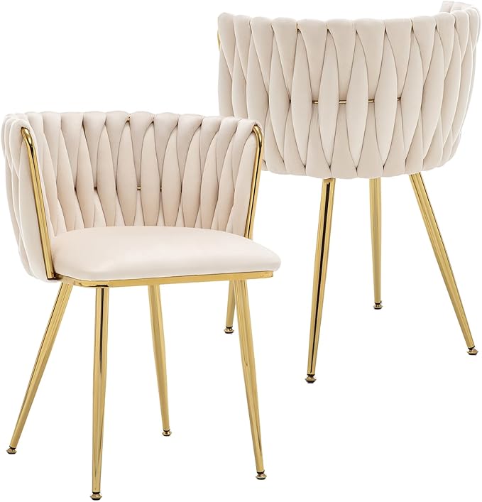 Kiztir Velvet Dining Chairs Set of 2, Upholstered Dining Room Chairs with Gol...
