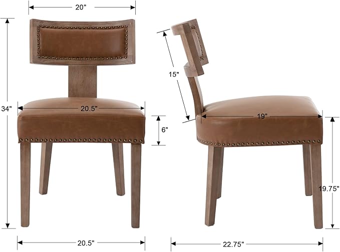 Mid Century Modern Dining Chairs Set of 2 PU Leather Upholstered Kitchen Side...