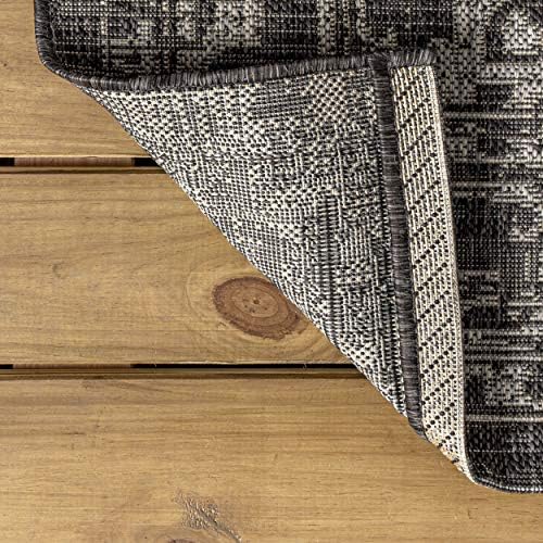 JONATHAN Y Boho Medallion Indoor Outdoor Area Rug 8X10 Black/Gray, Malta Text...