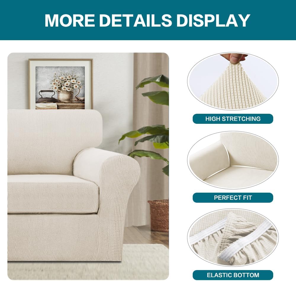 Turquoize 2 Piece Chair Covers Armchair Slipcovers for Living Room Armchair S...