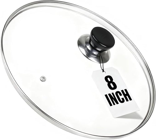 8 Inch Pan Lid, Tempered Glass Cast Iron Lids by Eptcp