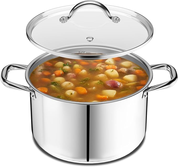 Stainless Steel Stockpot with Tempered Glass Lid 5 Quart, Durable 18/0 - Image 8
