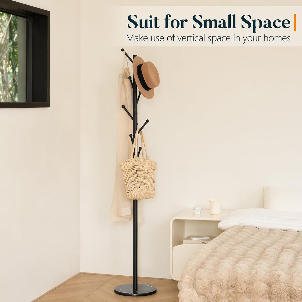 Yoobure Coat Rack Freestanding with Natural Marble Base - Coat Tree with 8 Ho...