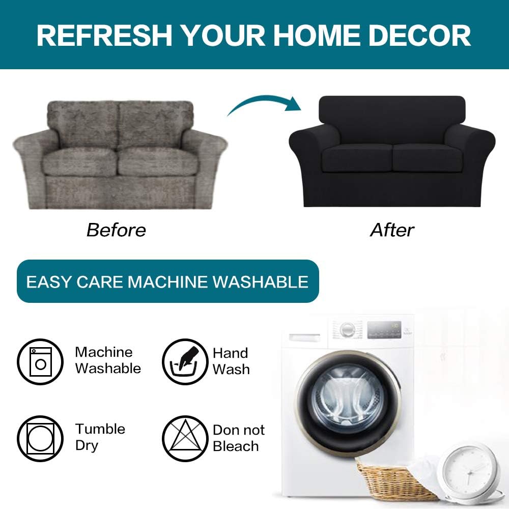 Turquoize 3 Piece Sofa Covers for 2 Cushion Couch Sofa Slipcover Soft Couch C...