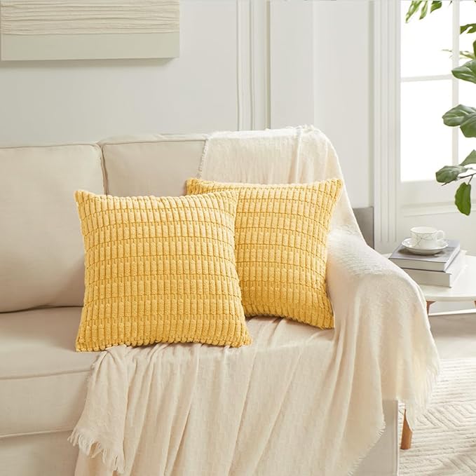 Fancy Homi 4 Packs Yellow Big Decorative Throw Pillow Covers 24x24 Inch - Image 6