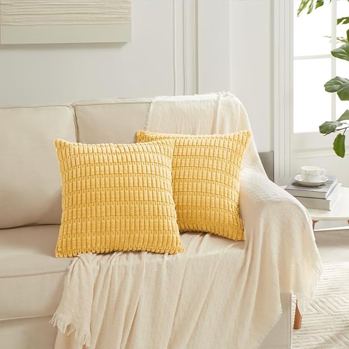 Fancy Homi 4 Packs Yellow Spring Decorative Throw Pillow Covers 18x18 Inch - Image 6