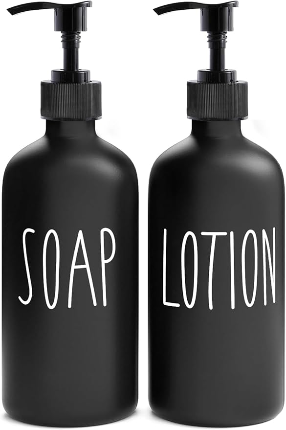 MOMEEMO Matte Black Soap Dispenser Bathroom Set, Contains Lotion and Hand Soap by MOMEEMO