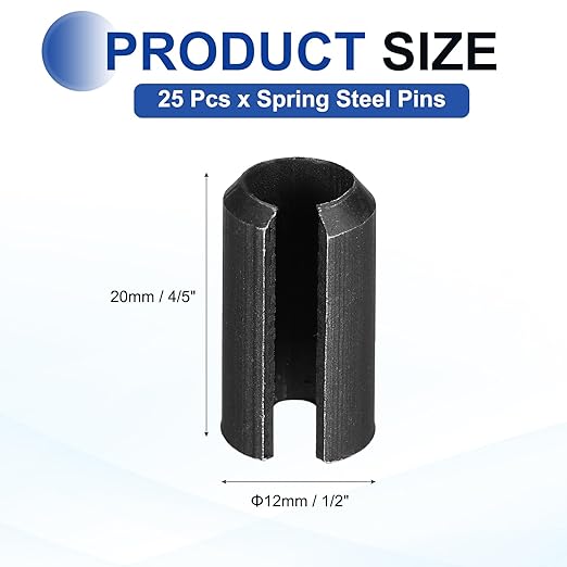 MECCANIXITY 25Pcs Slotted Split Roll Pins 1/2 Inch Dia. 4/5 Inch Length 65Mn - Image 2
